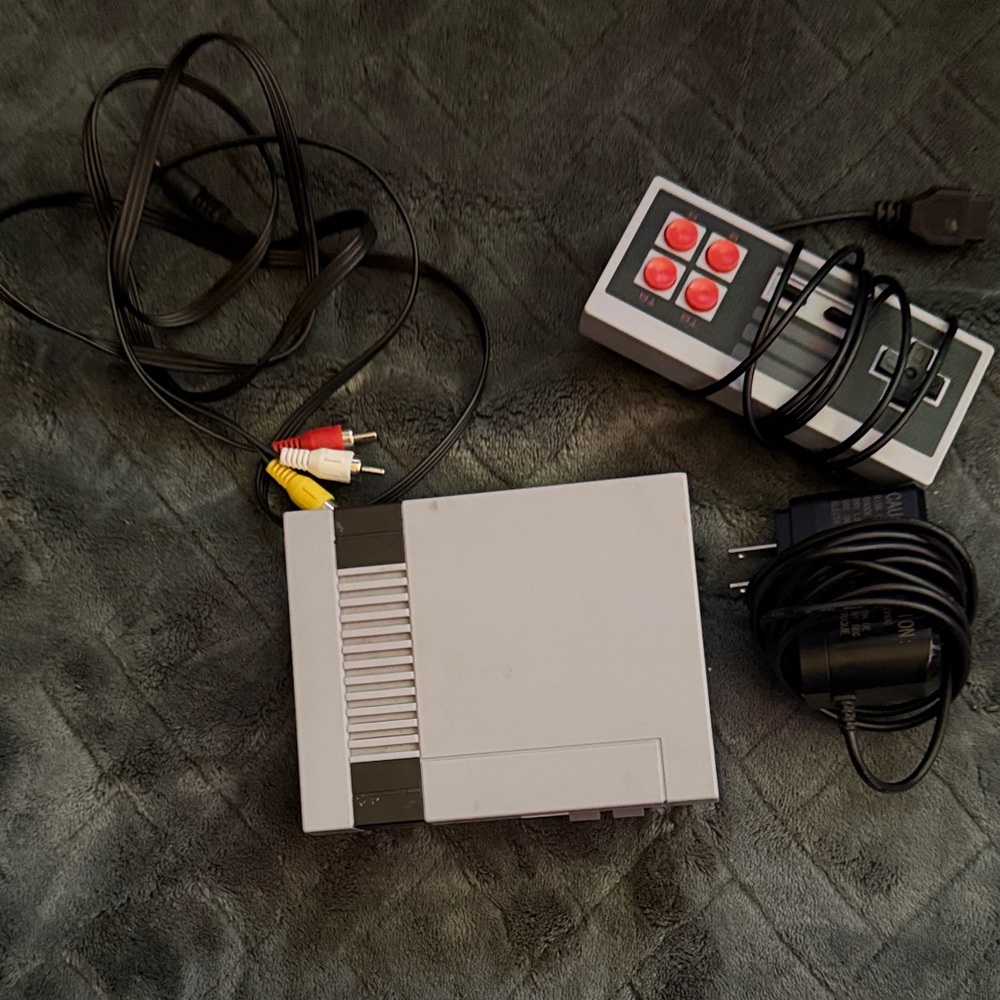 Classic Gray Gaming Console with Controller